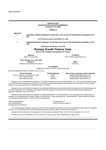 Thumbnail Runway Growth Finance 10-Q Quarterly Report FY2025 