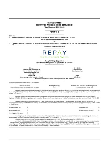 Thumbnail Repay Holdings 10-Q Quarterly Report FY 