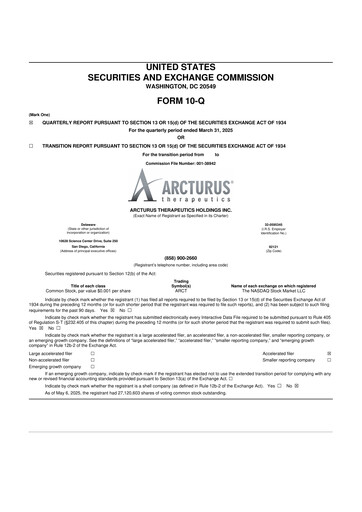 Thumbnail Arcturus Therapeutics
 10-Q Quarterly Report FY2025 