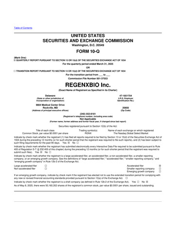 Vorschaubild REGENXBIO 10-Q Quartalsbericht 2025 
