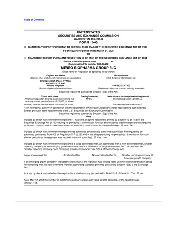 Thumbnail Mereo BioPharma Group 10-Q Quarterly Report FY2025 
