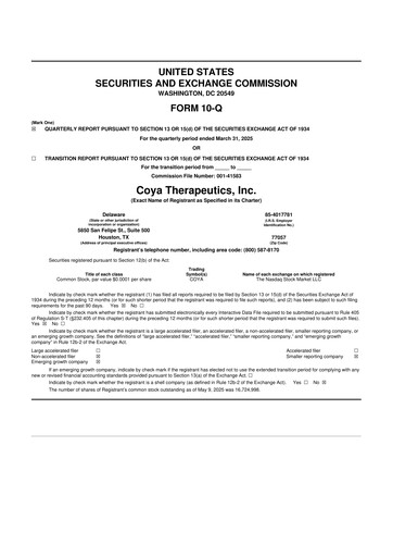 Thumbnail Coya Therapeutics 10-Q Quarterly Report FY2025 