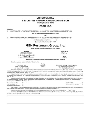 Thumbnail GEN Restaurant Group 10-Q Quarterly Report FY2025 