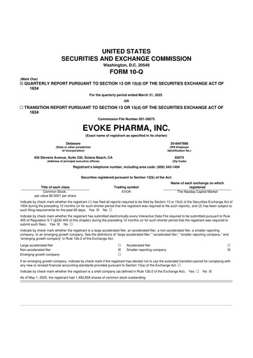 Thumbnail Evoke Pharma
 10-Q Quarterly Report FY2025 