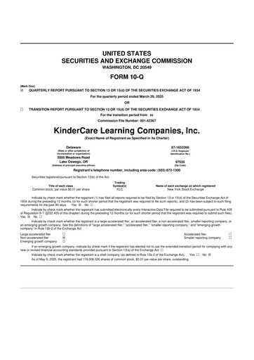 Thumbnail KinderCare Learning Companies 10-Q Quarterly Report FY2025 