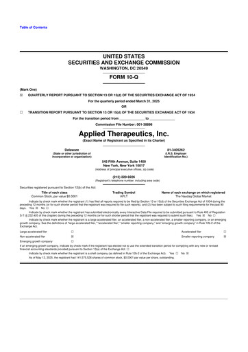 Thumbnail Applied Therapeutics 10-Q Quarterly Report FY2025 