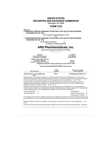 Thumbnail ARS Pharmaceuticals 10-Q Quarterly Report FY2025 