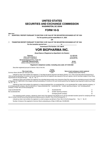 Thumbnail Vor Biopharma 10-Q Quarterly Report FY2025 