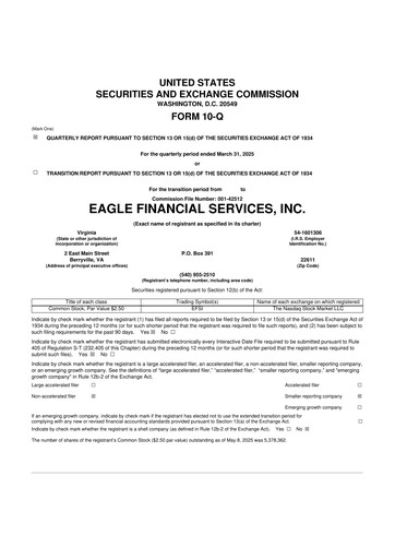 Thumbnail Eagle Financial Services 10-Q Quarterly Report FY2025 