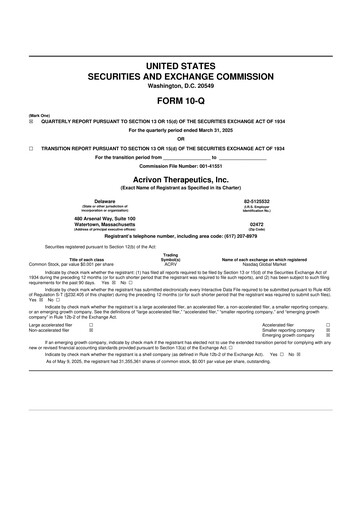 Thumbnail Acrivon Therapeutics 10-Q Quarterly Report FY2025 
