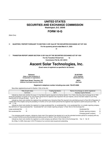 Thumbnail Ascent Solar Technologies 10-Q Quarterly Report FY2025 