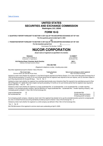 Vorschaubild Nucor
 10-Q Quartalsbericht 2025 