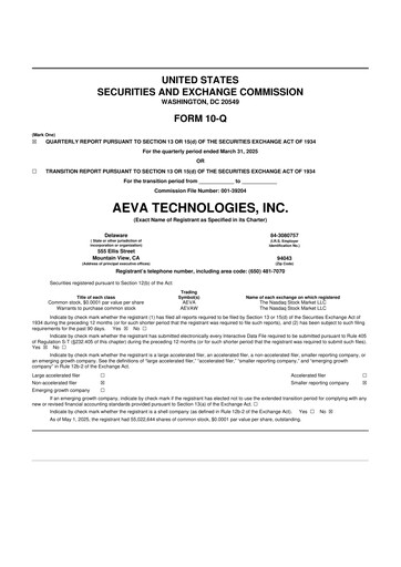 Thumbnail Aeva Technologies 10-Q Quarterly Report FY2025 