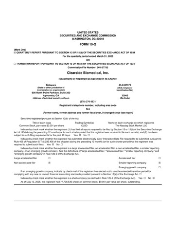 Thumbnail Clearside Biomedical
 10-Q Quarterly Report FY2025 