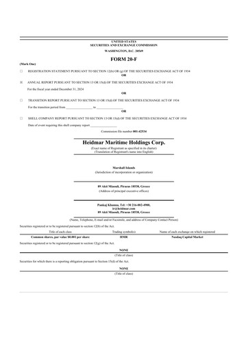 Vorschaubild Heidmar Maritime Holdings 20-F Jahresbericht 2024