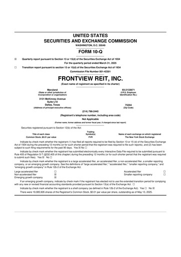 Vorschaubild FrontView REIT 10-Q Quartalsbericht 2025 