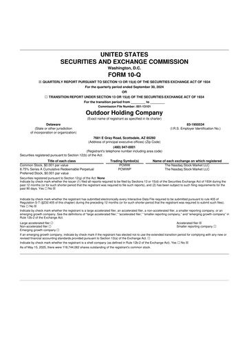 Thumbnail Outdoor Holding Company
 10-Q Quarterly Report FY 