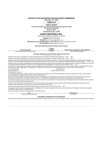 Thumbnail Eagle Materials
 10-K Annual Report 2025