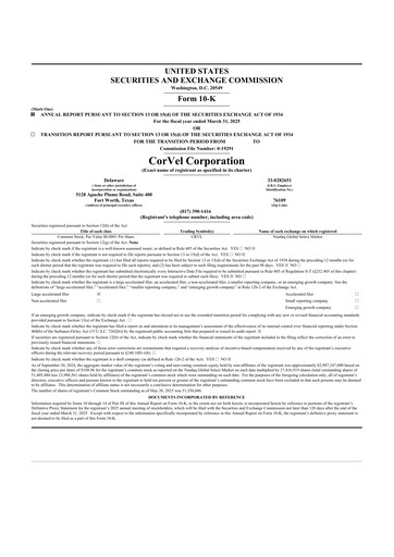 Thumbnail CorVel Corporation
 10-K Annual Report 2025