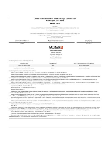 Miniature U-Haul 10-K Rapport annuel 2025