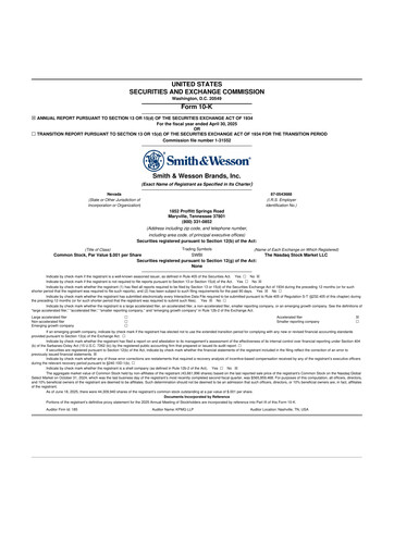 Miniature Smith & Wesson 10-K Rapport annuel 2025