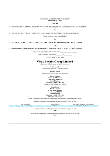 Thumbnail Virax Biolabs 20-F Annual Report 2025