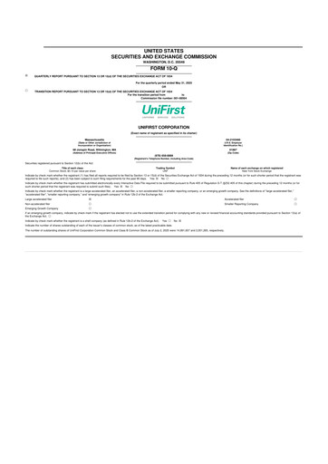 Thumbnail UniFirst 10-Q Quarterly Report FY2025 