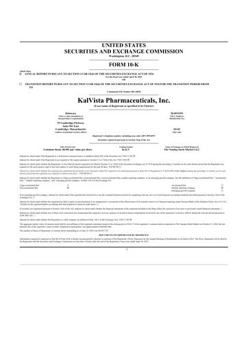 Thumbnail KalVista Pharmaceuticals 10-K Annual Report 2025