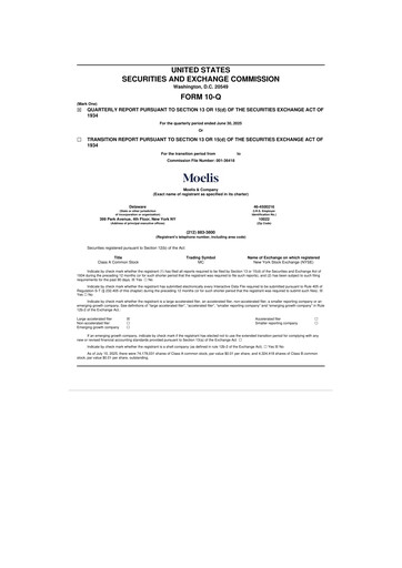Miniature Moelis & Company 10-Q Rapport trimestriel 2025 