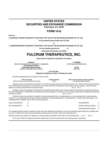 Thumbnail Fulcrum Therapeutics 10-Q Quarterly Report FY2025 