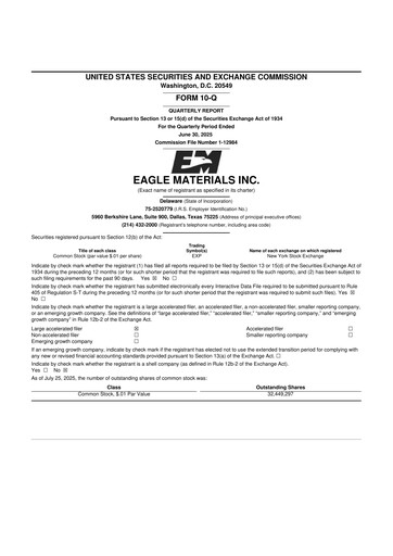 Thumbnail Eagle Materials
 10-Q Quarterly Report FY2026 