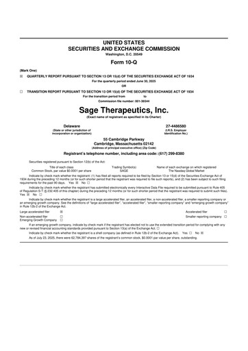 Thumbnail Sage Therapeutics
 10-Q Quarterly Report FY2025 