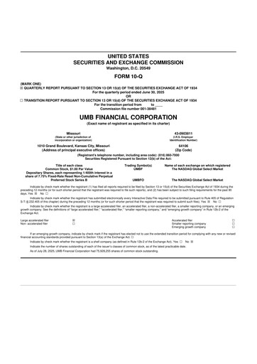 Thumbnail UMB Financial 10-Q Quarterly Report FY2025 