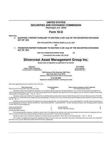 Thumbnail Silvercrest Asset Management Group 10-Q Quarterly Report FY2025 