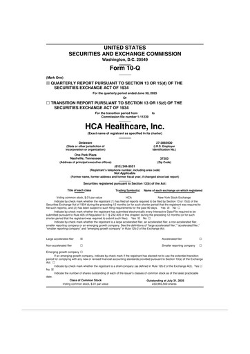 Thumbnail HCA Healthcare 10-Q Quarterly Report FY2025 