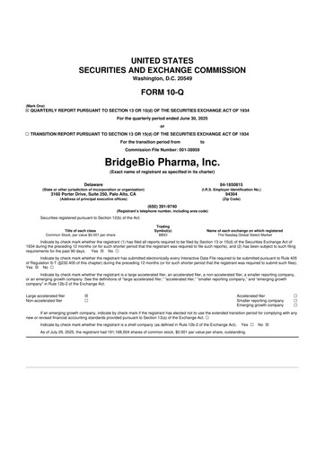 Thumbnail BridgeBio Pharma
 10-Q Quarterly Report FY2025 
