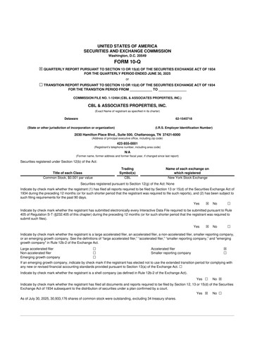 Thumbnail CBL Properties
 10-Q Quarterly Report FY2025 