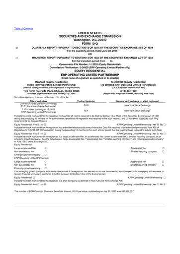 Thumbnail Equity Residential
 10-Q Quarterly Report FY 
