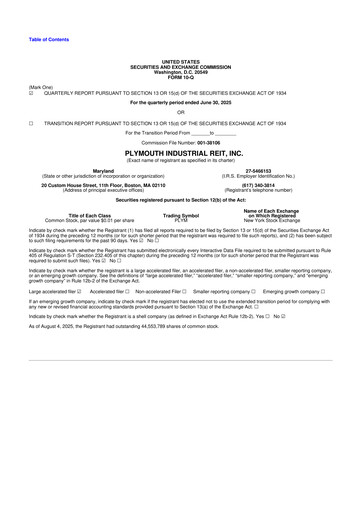 Vorschaubild Plymouth Industrial REIT 10-Q Quartalsbericht 2025 