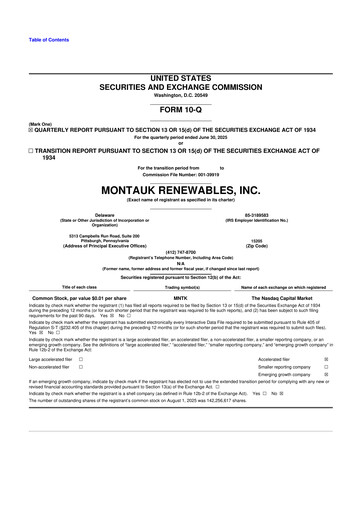 Miniature Montauk Renewables 10-Q Rapport trimestriel 2025 
