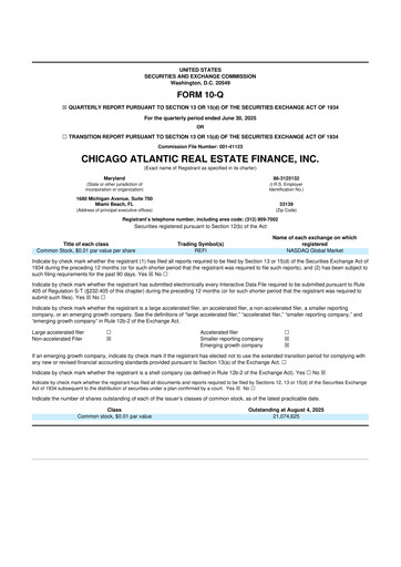 Vorschaubild Chicago Atlantic Real Estate Finance 10-Q Quartalsbericht  