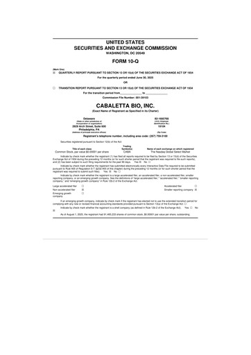 Thumbnail Cabaletta Bio 10-Q Quarterly Report FY2025 