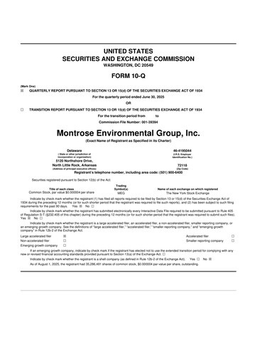Miniature Montrose Environmental 10-Q Rapport trimestriel 2025 