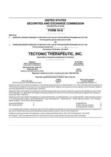 Thumbnail Tectonic Therapeutic 10-Q Quarterly Report FY2025 