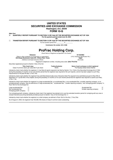 Thumbnail ProFrac 10-Q Quarterly Report FY2025 