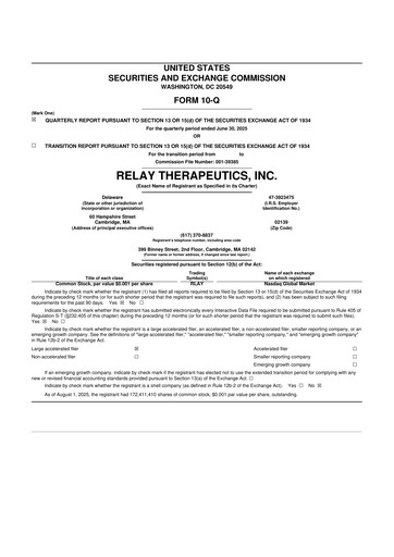 Thumbnail Relay Therapeutics 10-Q Quarterly Report FY2025 