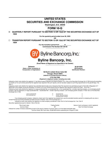 Miniature Byline Bancorp 10-Q Rapport trimestriel 2025 