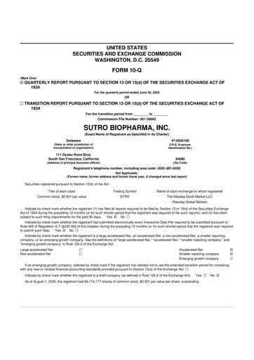 Thumbnail Sutro Biopharma 10-Q Quarterly Report FY2025 