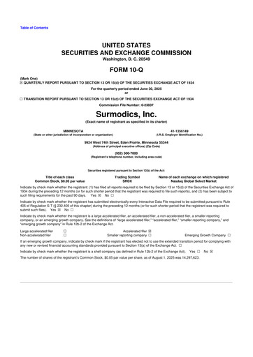 Thumbnail SurModics 10-Q Quarterly Report FY2025 