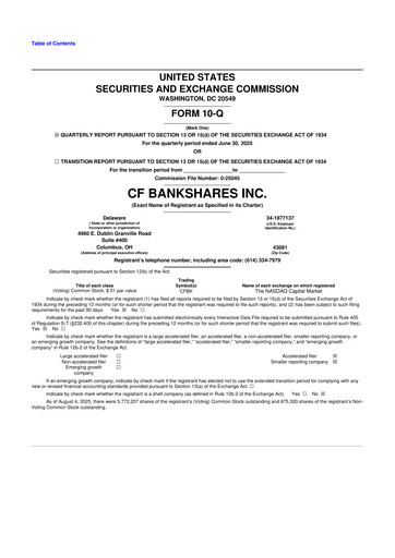 Thumbnail CF Bankshares 10-Q Quarterly Report FY2025 